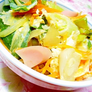 貝柱スープｄｅ❤魚肉ソーセージと彩り野菜の卵丼❤
